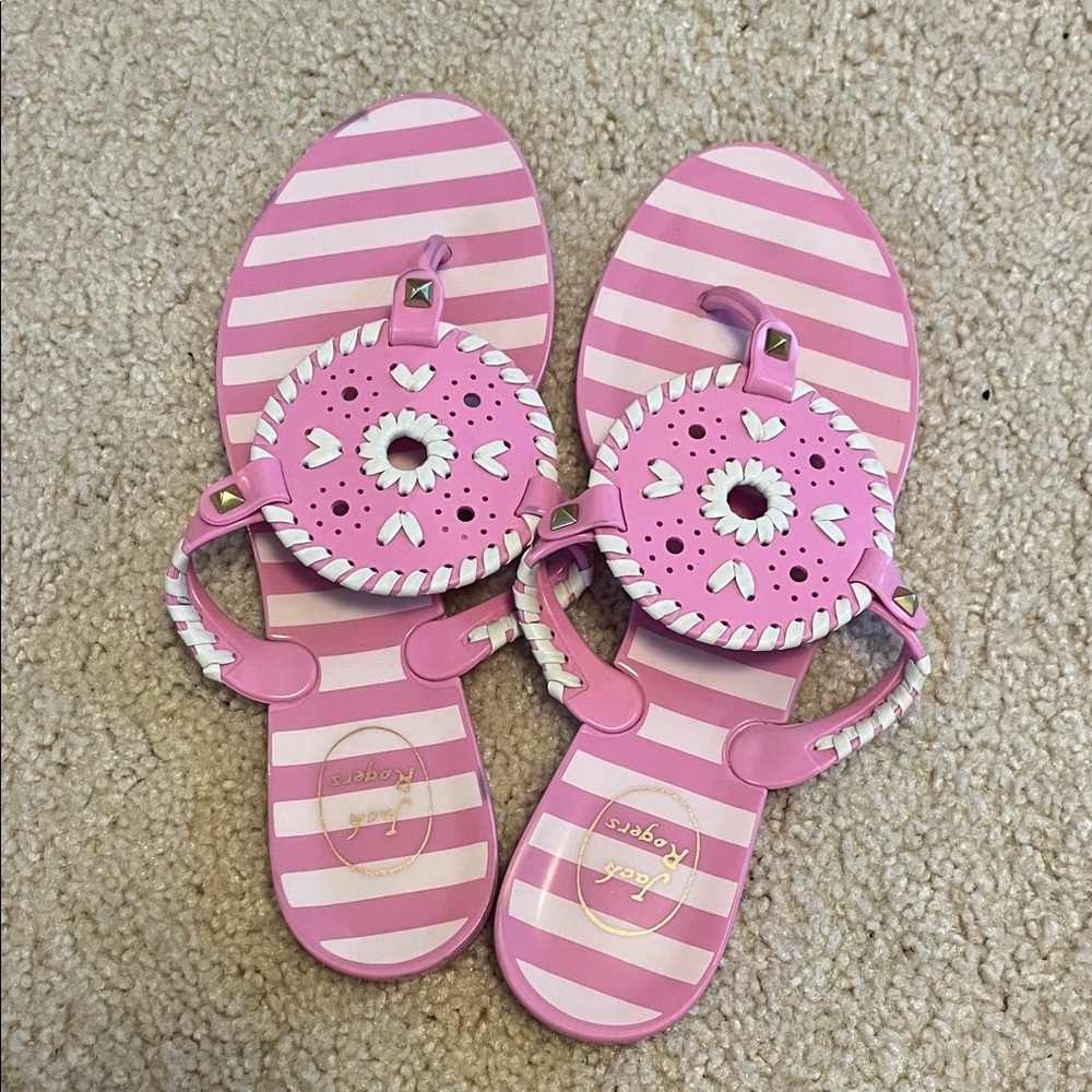 Pink Striped Sandals size 8